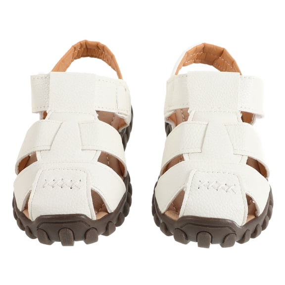 HONMEET Boys Sandals White Rubber Closed Toe Lightweight Supportive Shoes for Baby Toddler Outdoor Activities