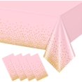 thumbnail image 1 of LAICAIW 4 Pack Pink and Gold Plastic Tablecloth for Parties, Pink Disposable Table Cloth for Rectangle Tables, Gold Stamping Dot Confetti Light Pink Tablecloth for Birthday Wedding Baby Shower Party, 1 of 7