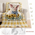 thumbnail image 5 of Pig Sunflowers Blanket Soft Cozy Warm Throw Blanket for Couch, Plush Fuzzy Flannel Fleece Blankets for Sofa, Yellow Floral Farmhouse Checkered Rustic Bed Blankets Lightweight Gifts for Women, 40"x50", 5 of 9
