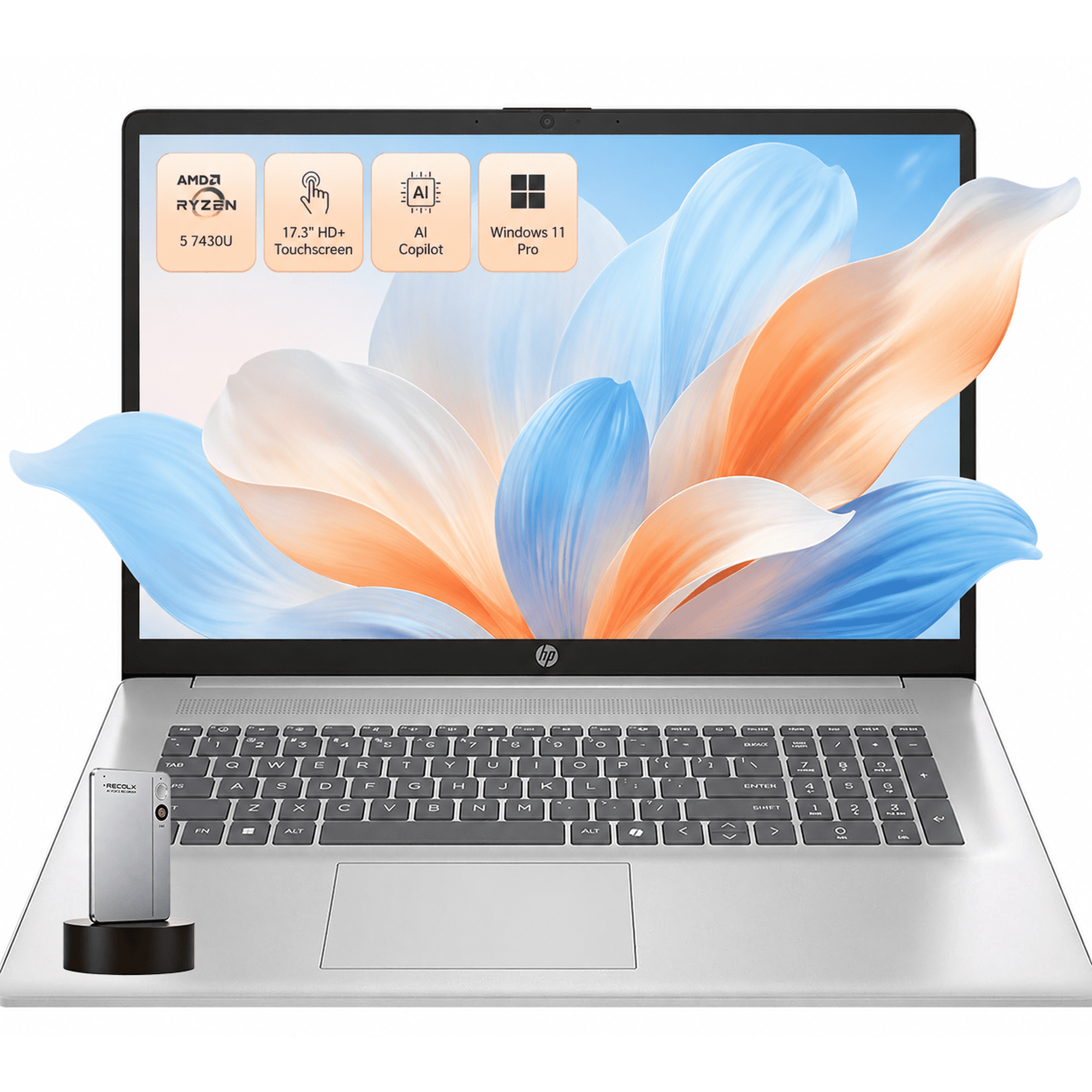 HP 17 Inch Touchscreen Laptop Computer for Business, AMD Ryzen 5 7430U, 17.3" HD+ Anti-Glare Touch Display, 20 GB RAM, 1 TB SSD, Copilot AI, Wi-Fi 6, Bluetooth 5.4, Windows 11 Pro