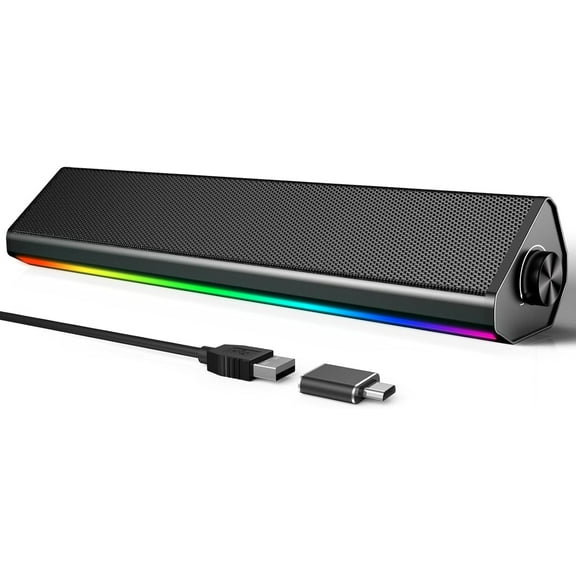 for Desktop,PC Speakers with Bluetooth,USB for PC Desktop Laptop Monitors,Gaming Speakers with Light and Dual Touch Tech (Type-C Adapter Included)