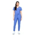 thumbnail image 2 of Scrubs for Women Set Ultra Stretch Form Fitting Womens Scrub Set (Ceil Blue, Large), 2 of 8