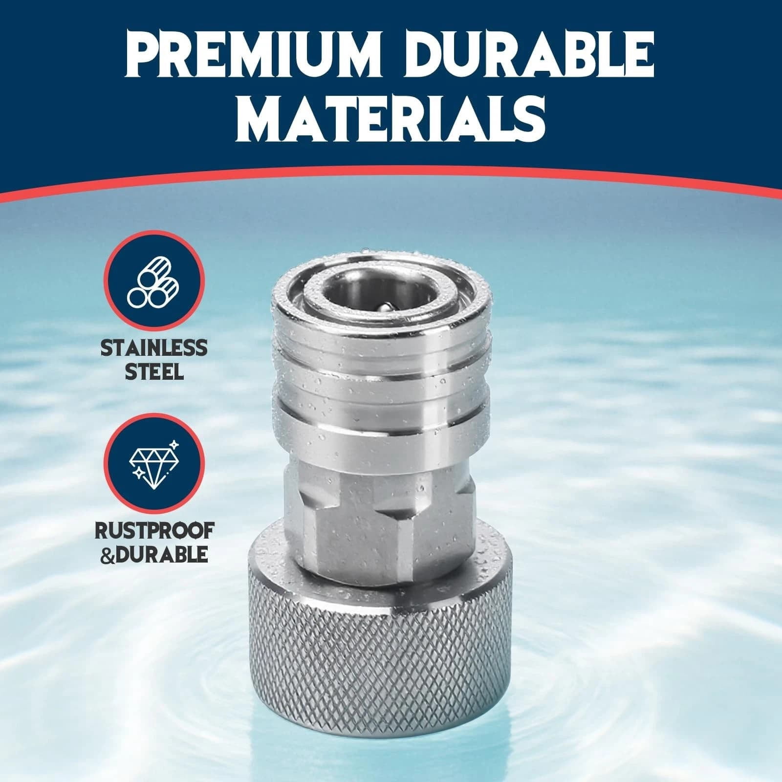 ARCADORA Stainless Steel Garden Hose Adapter 3/4 Inch GHT To 1/4 Inch Quick Connect With 5 Nozzles For Patio Car Driveway Cleaning