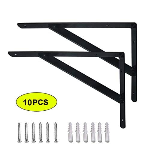 Tlbtek 10 Pcs 12 Inch Black L Shelf Brackets Floating Wall Angle Corner Bracket Heavy Duty Hanging With S Triangle Rustic Cabinet Bathroom Support Legs Com Tlbtek 10 Pcs 12 Inch Black L Shelf, Cabinet Shelf Supports Heavy Duty