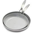 thumbnail image 1 of GreenPan Venice Pro Tri-Ply Stainless Steel Healthy Ceramic Nonstick 10" and 12" Frying Pan Skillet Set, 1 of 6