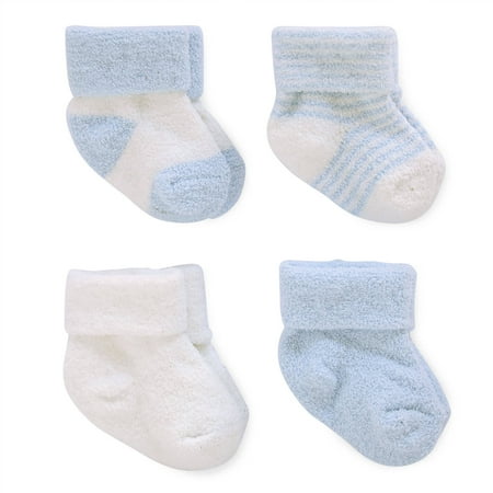 Child of Mine by Carter's Newborn Baby Boy Chenille Cuff Socks, 4 Pack ...