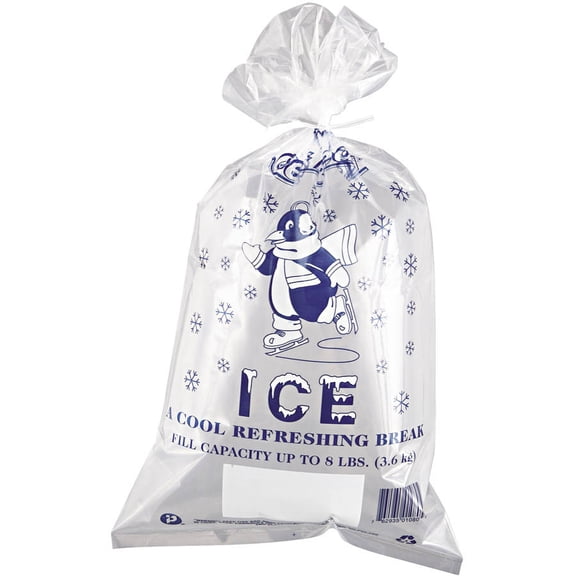Inteplast Group Twist Tie Ice Bags, 8 lb, Clear/Blue, 100 Ct