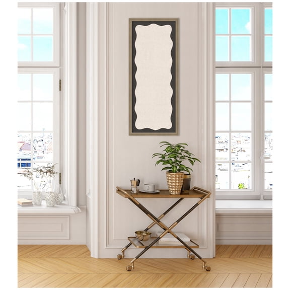 Kate and Laurel Framed Fabric Pinboard 18 x 42,  Printed Linen Classic Bulletin Board for Use as a Vision Board or Wall Organization, Florence Light Brown Frame