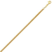 14k White Gold Solid 3mm Franco Round Chain Necklace 24"
