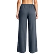 thumbnail image 5 of ClodeEU Women's Elastic High Waist Tassel Drawstring Wide Leg Pants, Casual Loose Trousers with Pockets Gray,Women's Plus XL, 5 of 6