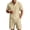 Khaki, variant on Short Sets for Men Summer Cotton Linen Relaxed Fit Short Sleeve Stand Collar T Shirt and Shorts 2 Piece Matching Set