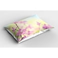 thumbnail image 2 of Ambesonne Floral Pillow Sham 2 Pack, Larkspur Petals Summer, 26"x20", Pale Green Pale Pink, 2 of 3