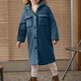 thumbnail image 4 of Mwjwdo Girls Winter Long Coat Thick Warm Sherpa Teddy Jacket Casual Button Down Fleece Overcoat Faux Fur Outwear Navy 120, 4 of 8