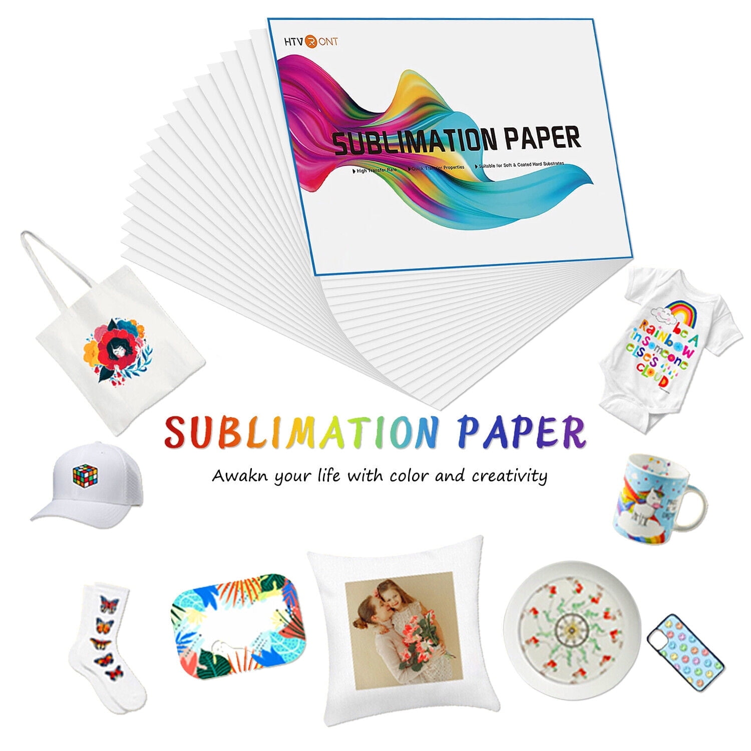 HTVRONT HTVRONT Auto Tumbler Mug Heat Press Machine+150 Sheets Sublimation Paper 8.5"x 11" Bundle for Sublimation DIY Print Cup Mug （White）