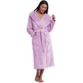 thumbnail image 2 of Women Plush Fleece Robe Long Warm Bathrobe Shawl Collar/Hood, 2 of 6