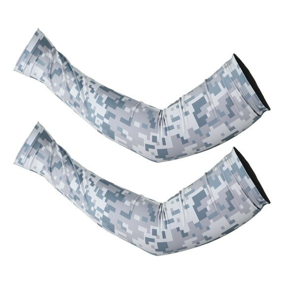 Unique Bargains 1 Pair Basketball Camouflage Arm Compression Sleeve L Size Gray White