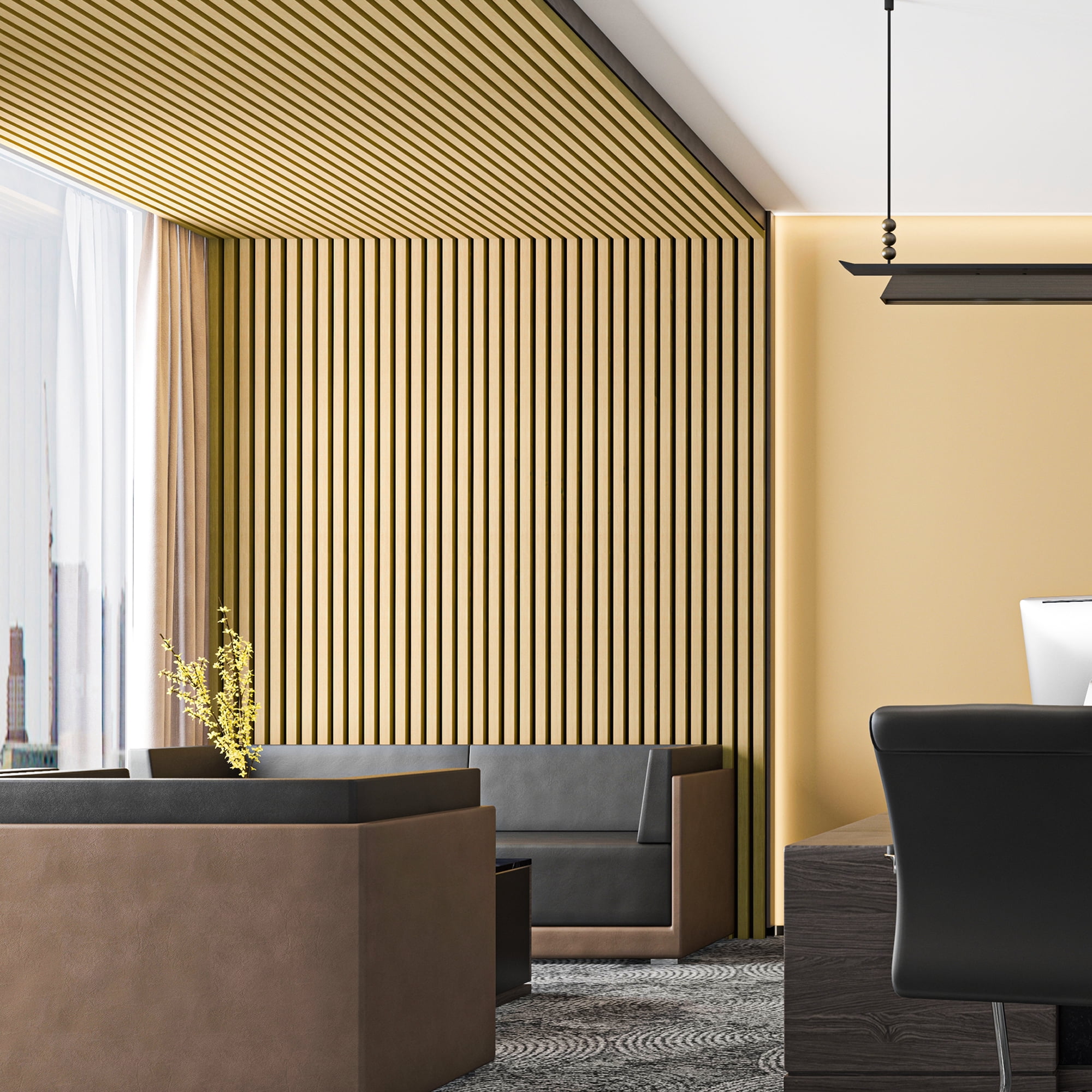 Art3dwallpanel 2PCS 95.7''x24'' Wood Slat Acoustic Panels, MDF 3D Decorative Wall Paneling,Oak,31.9 sq.ft.