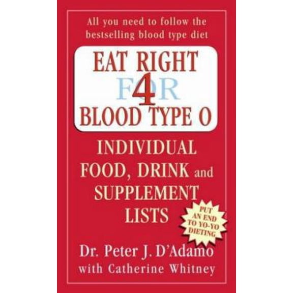 Pre-Owned Eat Right for Blood Type O Individual Food, Drink and Supplement Lists : Individual Food, Drink and Supplement Lists (Paperback) 0141014784 9780141014784