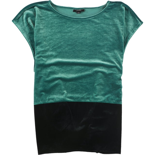 Alfani Womens Colorblock Pullover Blusa, Verde, Grande