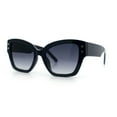 thumbnail image 5 of Womens Star Stud Thick Temple Plastic Horned Cat Eye Fashion Sunglasses Navy - Smoke, 5 of 7