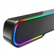 Bluetooth Soundbar with RGB Lights, 20W Home Theater Speaker, 4 Dynamic Light Modes, Built-in 2000mAh Battery, Compatible with TV, PC, Phone, Tablet