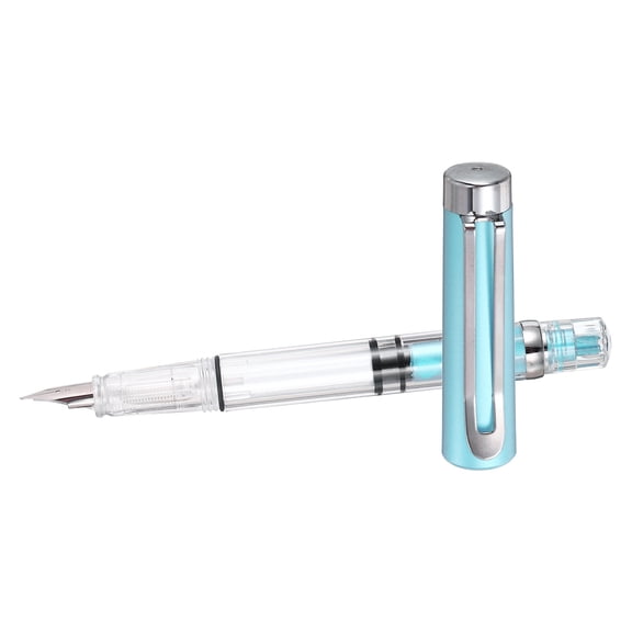 Iridium-Tipped Nib Fountain Pen, 1 Pack Calligraphy Pen Clear Barrel Smooth Writing with Refillable Ink Converter for Office Journaling Calligraphy Gift, Blue