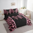 thumbnail image 4 of Feelyou Leopard Print Bowknot Twin Bedding Sets 7-Piece, Kawaii Pink Cheetah Polkadots Bedding Comforter Set, Teens Kids Boys Girls Reversible Sheet Sets, Luxury Bedroom Decor, 4 of 9