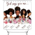 thumbnail image 2 of 4PCS African American Shower Curtain Sets With Rugs, Sexy Black Women Shower Curtain Waterproof Fabric Shower Curtain, Inspirational Quotes Positive Fashion Afro Lady Black Girl Bathroom Decor, 2 of 7