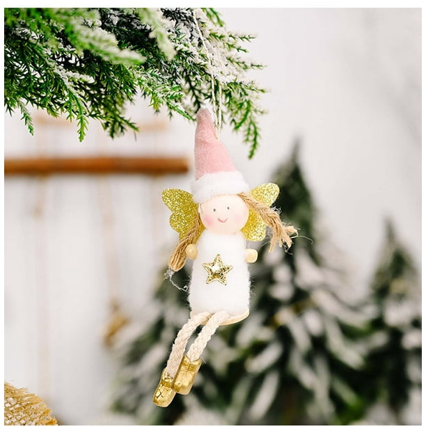 Fiudx Ofertas de la semana Decoración navideña Postura sentada Pierna colgante Ángel Muñeca Colgante Árbol de Navidad Pequeño ángel Colgante Regalo Colgante