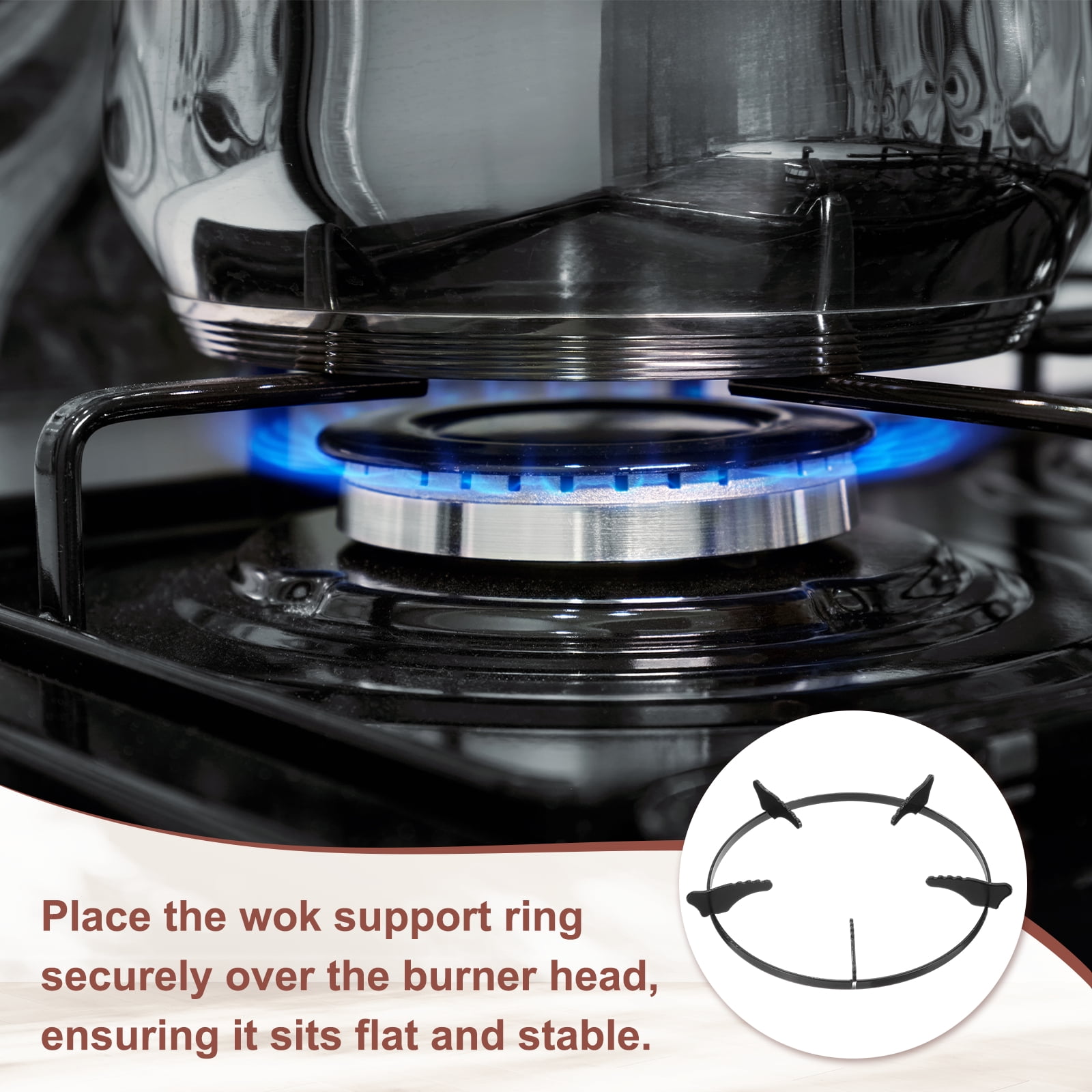 Uxcell 2 Pcs Wok Ring for Gas Stove, 8.6 Inch Cast Iron Gas Stove Rack Wok Support Ring Round Cooktop Stand Brackets Replacement Accessories for Home Kitchen Burner, Black