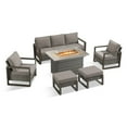 thumbnail image 2 of PARKWELL 6 Piece Outdoor Patio Furniture Set with Fire Pit Table,All-Weather Conversation Set with Wicker Lounge Chair,7-Seat Patio Fire Pit Seating Sets for Backyard Gatherings, Gray/Gray, 2 of 14
