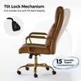 thumbnail image 6 of Ergonomic Office Chairs with Inflatable Lumbar Support High Back Leather Executive Chair with Arms for Boss Camel, 6 of 10
