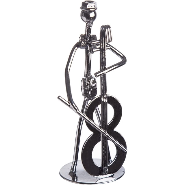 Estatua/estatuilla de alambres y tornillos de hierro fundido para decoración del hogar de 5,0 (tocador de violonchelo)