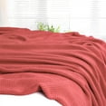 thumbnail image 6 of PiccoCasa 100% Cotton Soft Knitted Throw Solid Blanket for Couch Sofa Bedroom, Orangered 60"x79", 6 of 8