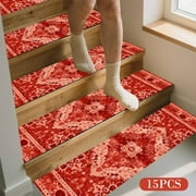Inerposs 15PCS Non-Slip Carpet Stair Treads, Indoor Rug Slide Resistive Mats, Sturdy Adhesive Stair Covers, Easy to Clean Stair Runners for Home, Safe for Pets and Family