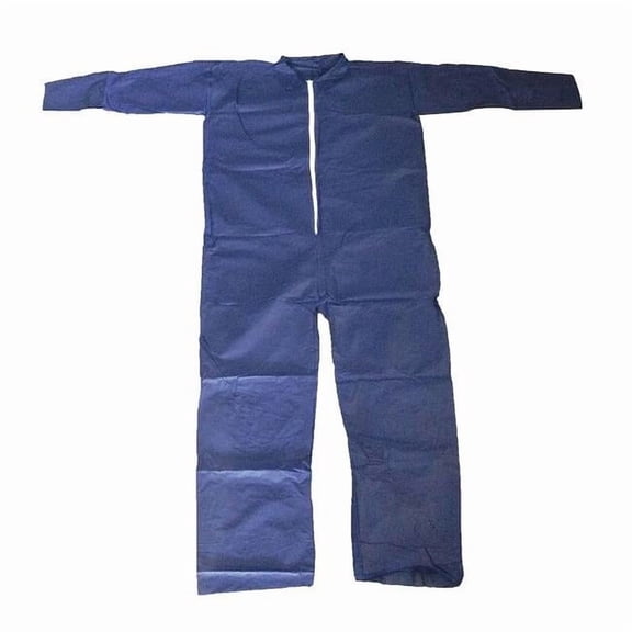 Condor Collared Disposable Coveralls, 4Xl, Blue, polypropylene, zipper 26W812
