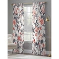 thumbnail image 4 of Sheer Curtains 84 Inches Long 2 Panels, Vintage Ombre Leaves Flower Rod Pocket Curtain Voile Draperies, Black Red Watercolor Floral Light Filtering Window Treatment for Living Room Kitchen Bedroom, 4 of 8