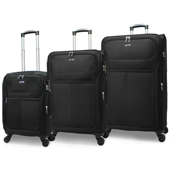CalBags Kemyer Softside Lightweight 3-Piece Expandable Spinner Luggage Set - Black
