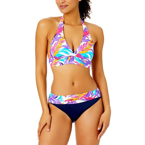 Anne Cole Marilyn Printed Halter Bikini Swim Top S Small