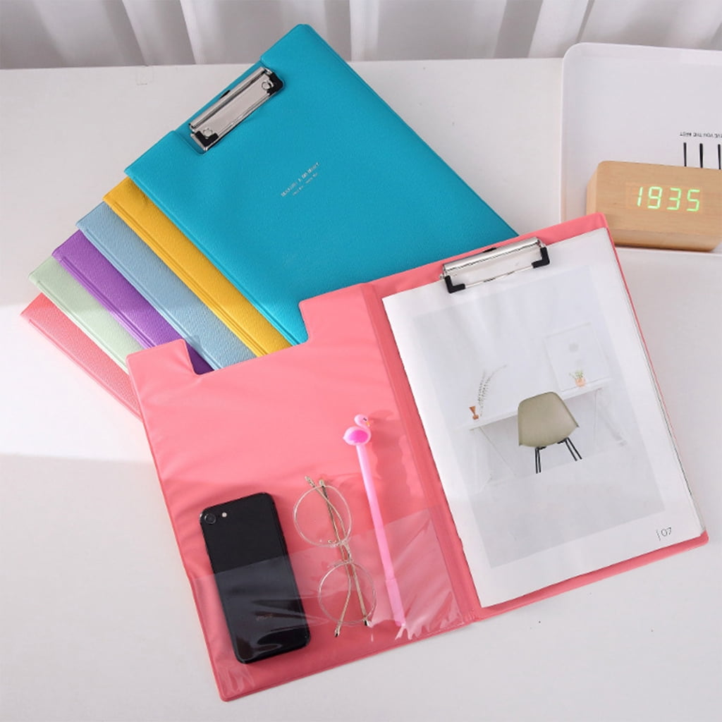 Foldable Clipboard with Clear Internal Pocket for Office Meeting and Conference