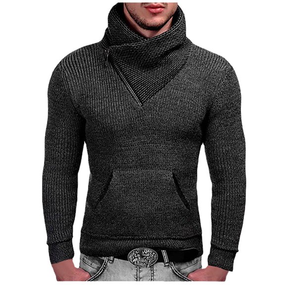 IROINNID Men's Sweater Turtleneck Long Sleeve Jumper Mid-Length Solid Color Warm Pullover Sweater Blouse