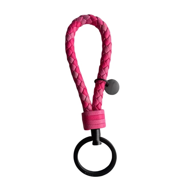 Justharion Braided Woven Rope Keychain Cute Wear-resistant Exquisite Waterproof Durable Key Chain Car Keyring Holder Metal Jewelry Rose Red 3.3*9cm
