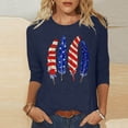 thumbnail image 2 of GERsome Womens American Flag T Shirts 4th of July Patriotic 3/4 Sleeve Shirts Veteran Crewneck Shirt Stars Stripes Tops S-3XL, 2 of 4