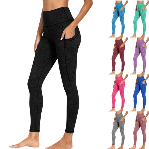 Vhkiploz Summer Plus Size Joggers for Women's Sporty Yoga Workout Athletic Pants Solid Color Elastic Running Trousers with Side Pockets