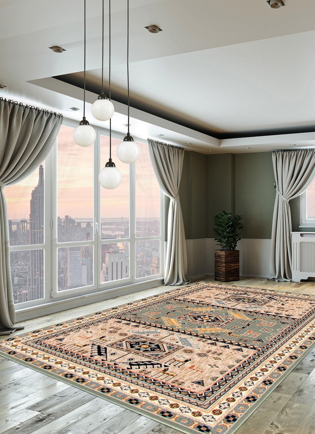 ECARPET Qashqai Teal Rug