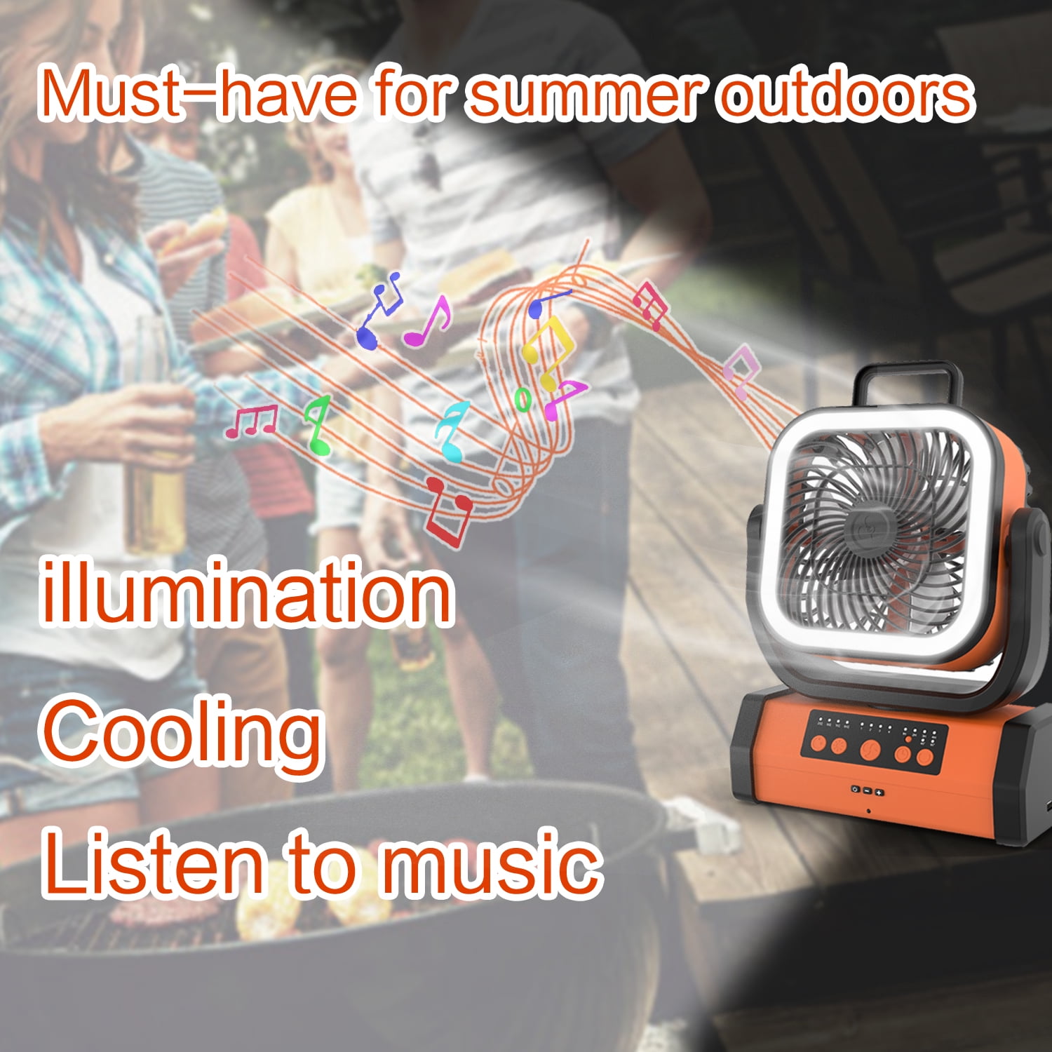30000wAh LED Camping Fan with Remote, 4 Speeds, USB-C Charging, Timer,Automatic Oscillation, Hanging Hook,Ideal for Camping, Power outages and Hurricanes