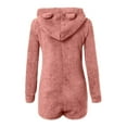 thumbnail image 6 of Lixiuxyad Solid Color Hooded Jumpsuit Casual Long Sleeve Romper Shorts With Pockets For Sleepwear Comfortable Outfit Womens Sleepwear L, 6 of 6