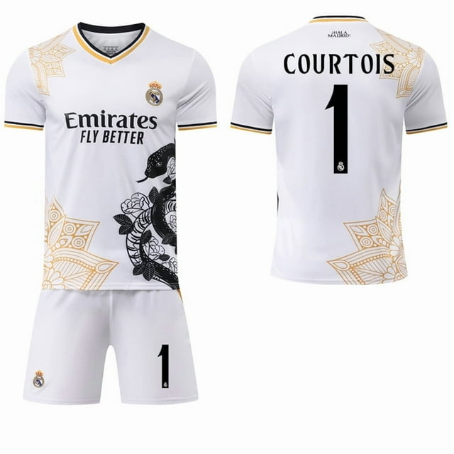 25267 Vinicius 5 Bellingham 9 Mbappe Real Madrid Serpent Blanc Édition Commémorative Spéciale Maillot de Football SetXS