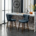 thumbnail image 3 of Nevis Mid-century Modern Tufted Nailhead Trim Counter Stool (Set of 2) in Blue, 3 of 5