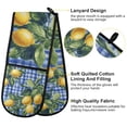 thumbnail image 2 of Yayeee Double Oven Mitt Kitchen Heat Resistant Baking 35" x7" Quilted Glove, Green Lemon Plaid, 2 of 6